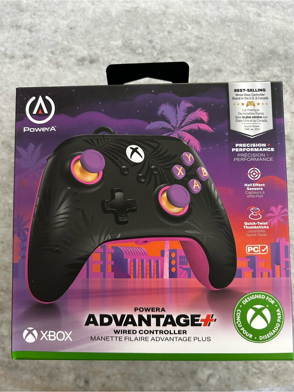 PowerA Advantage+ Wired Xbox Controller — Black with Purple & Pink Accents